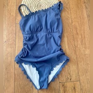 NWT Charmo Scalloped Blue One-Piece Swimsuit with removable strap